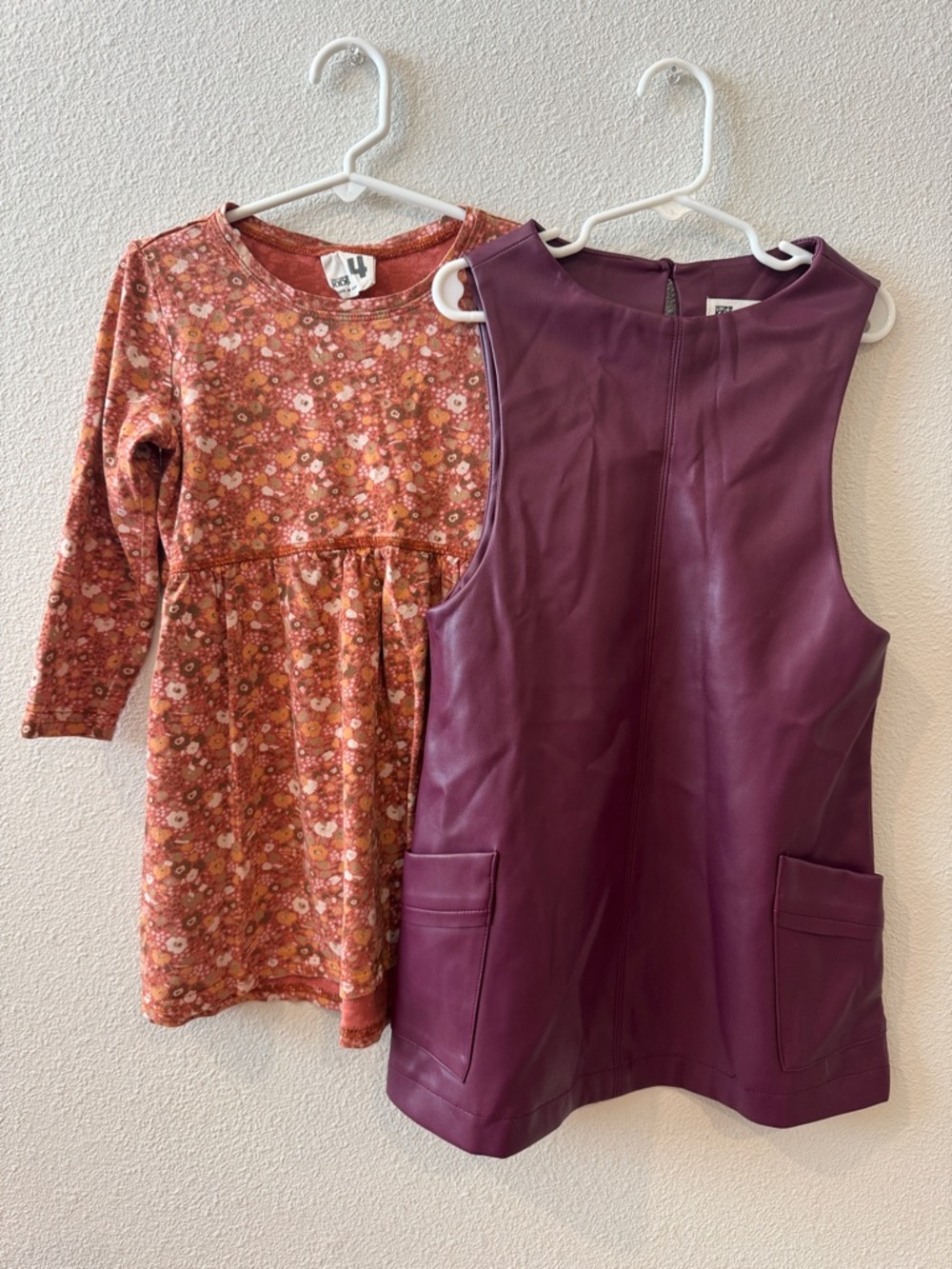 Cotton On Kids Girls Dress Bundle 4T Floral & Faux Leather Fall Set